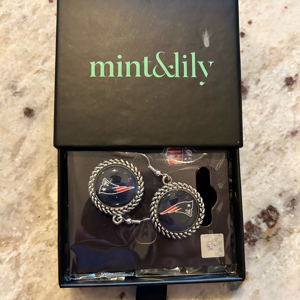 Patriots fan earrings